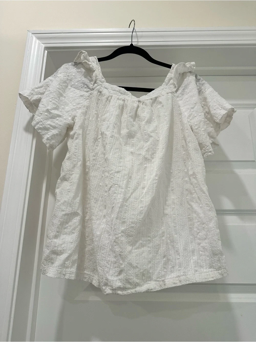 White Ruffle Sleeve Blouse